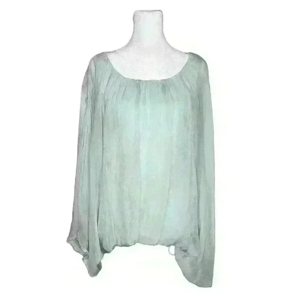 Giulia women's 100% silk blouse with back embroidery size medium - Picture 1 of 7